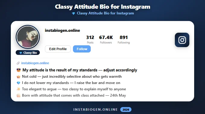 Classy Attitude Bio for Instagram